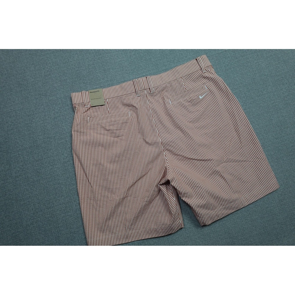 Nike Seersucker Golf Shorts Mens 40 Orange Striped Standard Fit 8 Inseam NWT